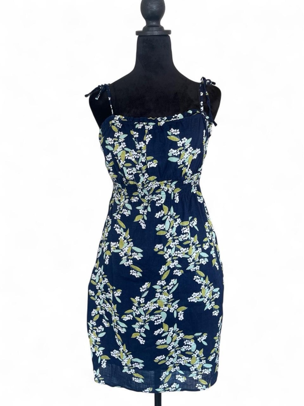 Old Navy Navy Blue Floral Smocked Tie Strap Mini Sundress Size Medium